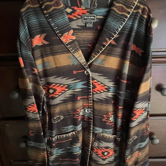 Bit & Bridle Southwest Print Button-Up Fleece Jacket – Size 1X - Picture 1 of 4